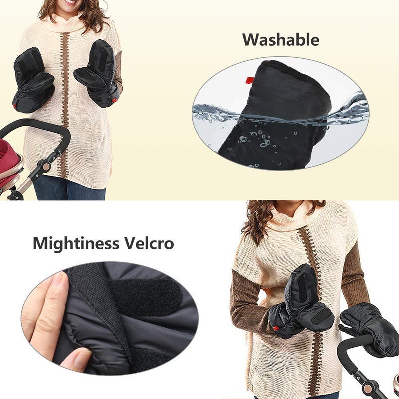 Berocia Winter Strollet Gloves, Universal Baby Strolller Hand Muff Waterproof Windproof Mitten Extra Thick - Image 4